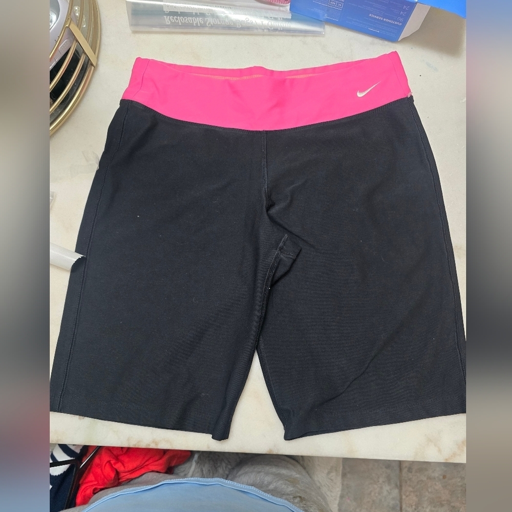 Nike Black Bike Shorts with Pink Waistband